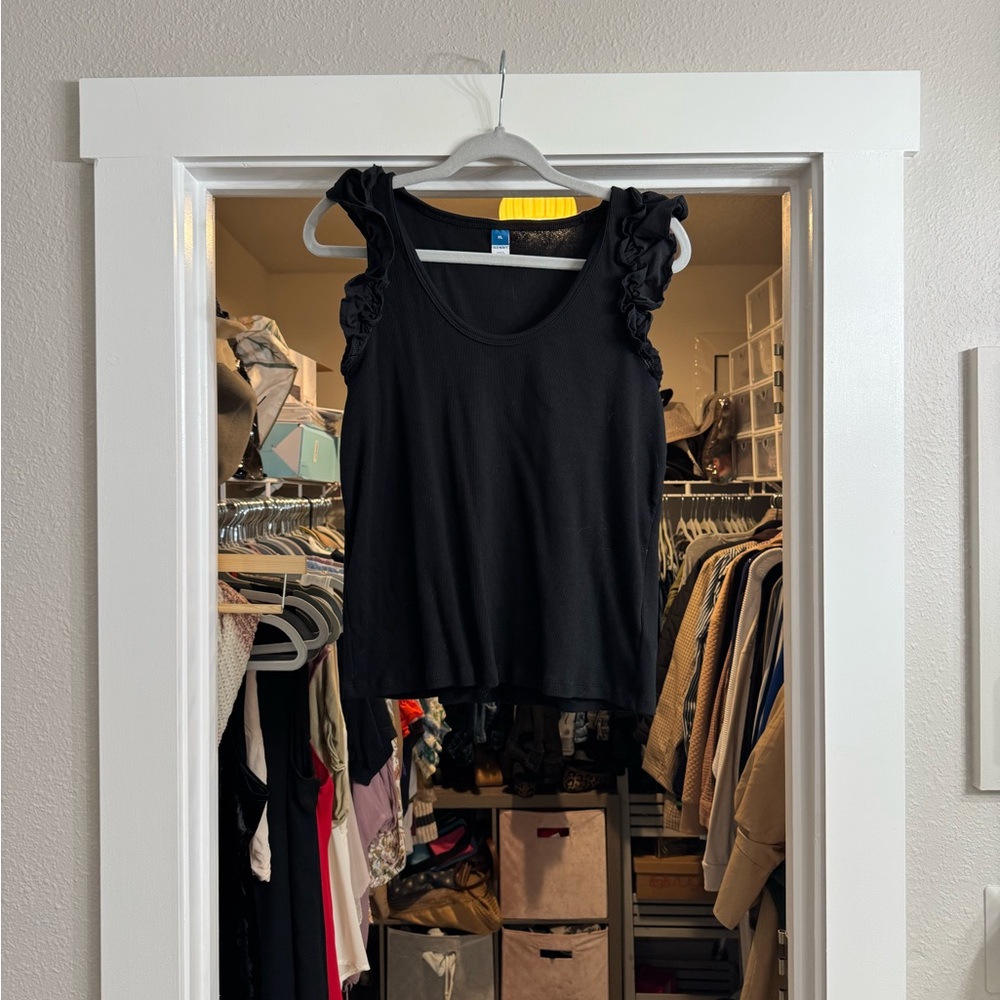 Old Navy Black Ruffle Tank Top